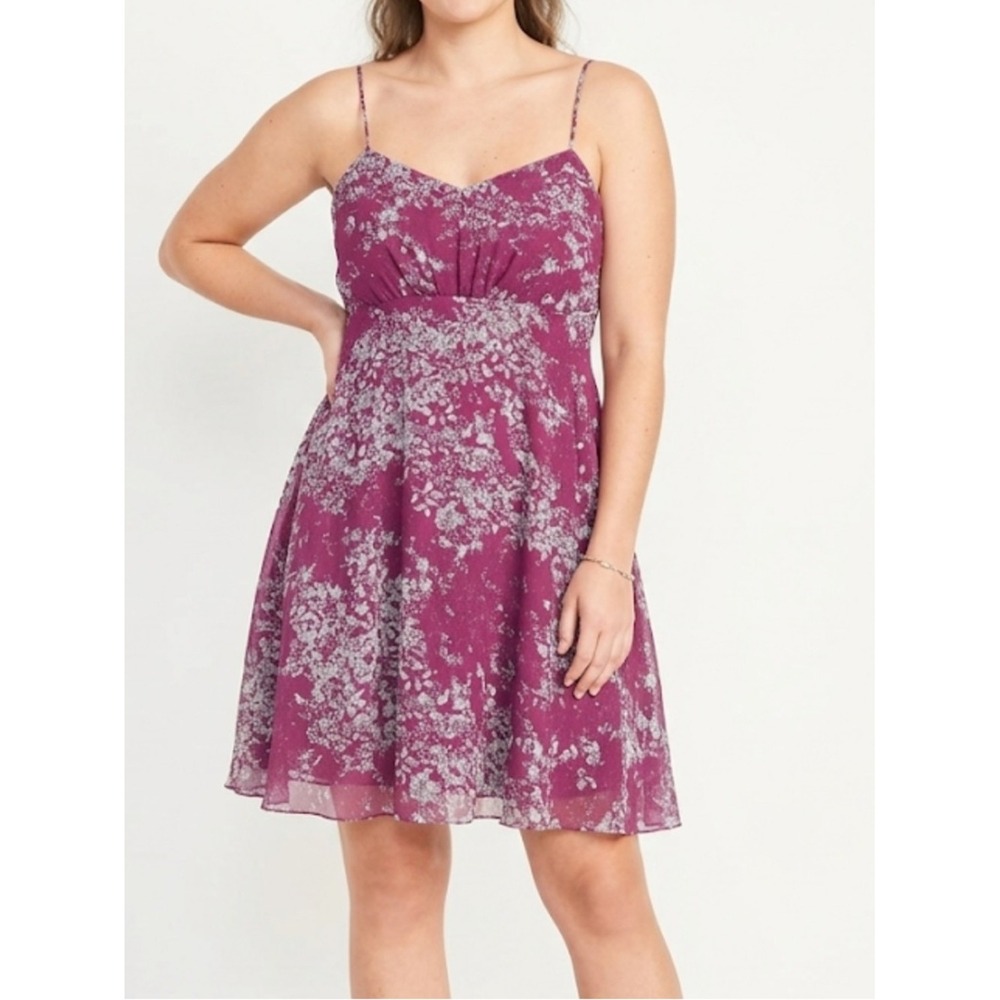 Anthropologie PINS AND NEEDLES Size 12 Burgundy Print Babydoll Mini Dress Y2K